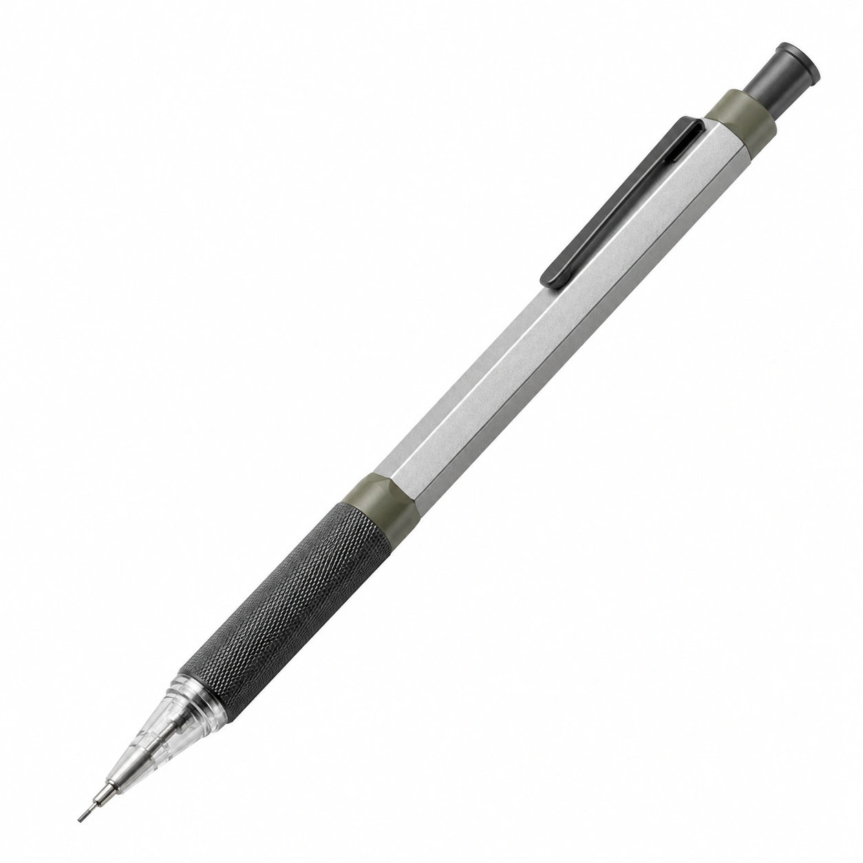 Mechanischer Bleistift 0.5mm Silber/Schwarz, Metallgehäuse, Ergonomischer Griff