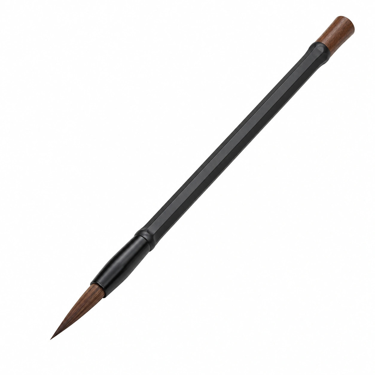 Kalligraphie-Pinsel mit ergonomischem Holzgriff, Schwarz/Braun