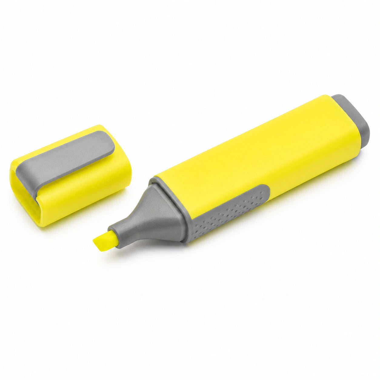 Gelber Textmarker mit Keilspitze und Ergonomischem Design