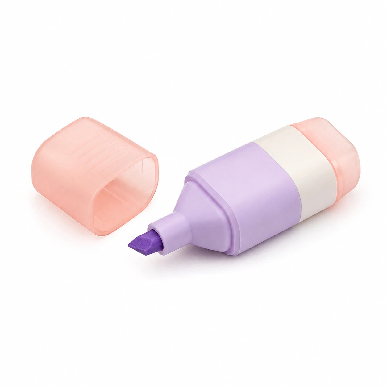 Textmarker Violett mit Breiter Spitze und Rosa Kappe