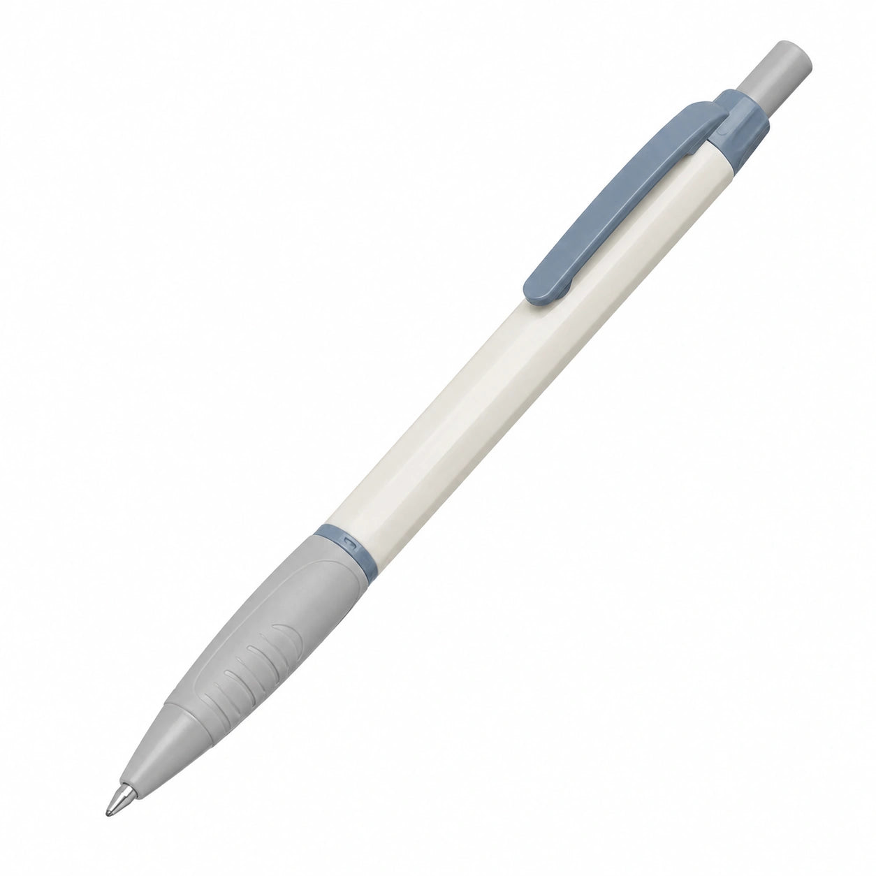 Druckkugelschreiber 0.5mm Weiß/Grau/Blau
