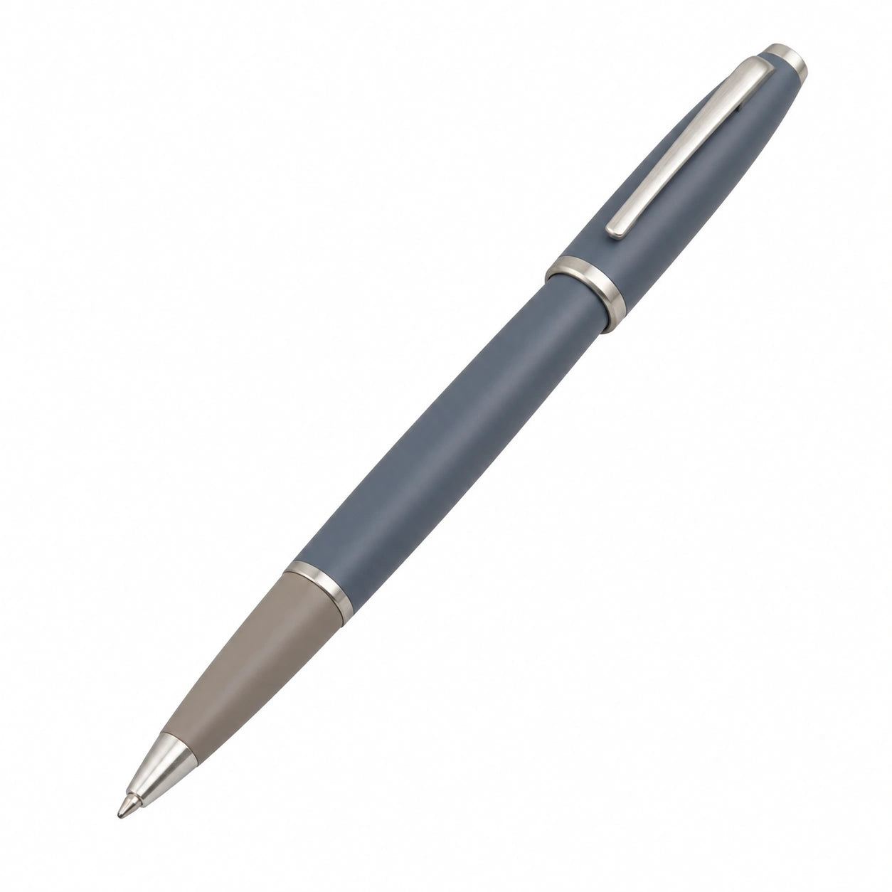Eleganter Kugelschreiber Blau-Grau mit Metallspitze